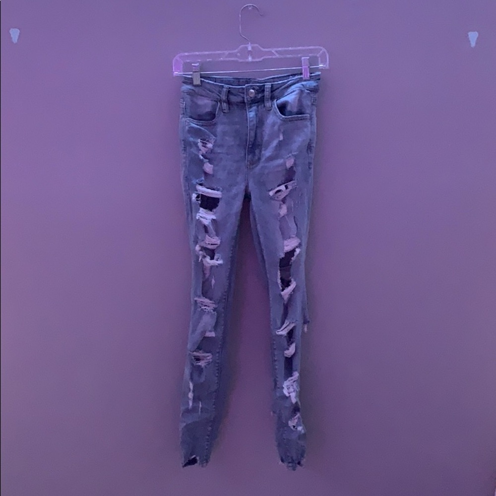 super ripped light wash jeans